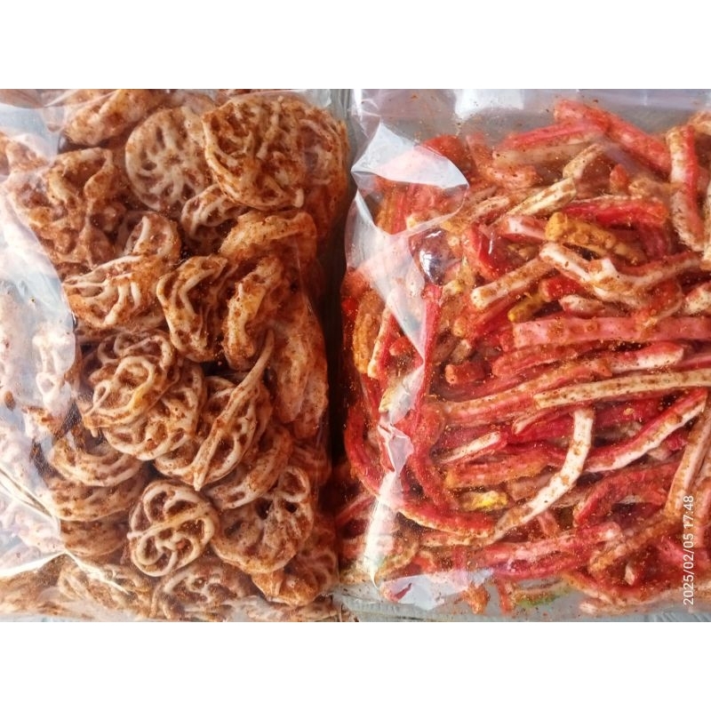 

paket hemat 1kg 500gr jaat beton 500gr kerupuk pedo rasa pedas daunjeruk