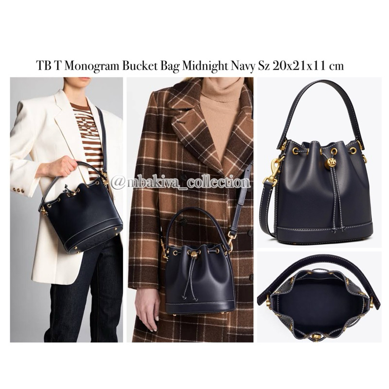 TB T Monogram Bucket Bag Midnight Navy