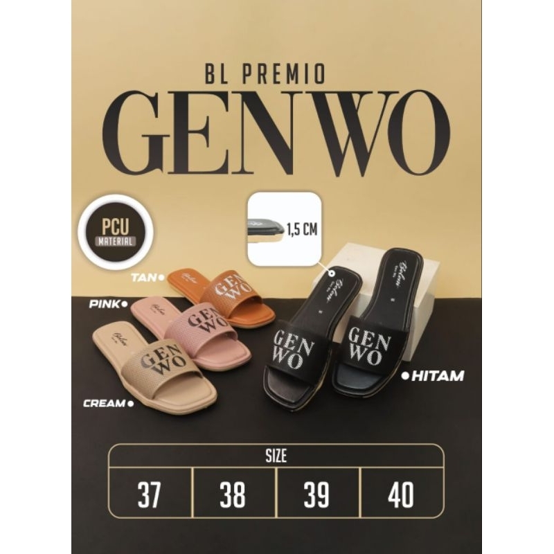 Sandal Selop Wanita Sandal Boloni Gen Wo Original 100% Sandal Flat Sandal Wanita Nyaman Sandal Simpe