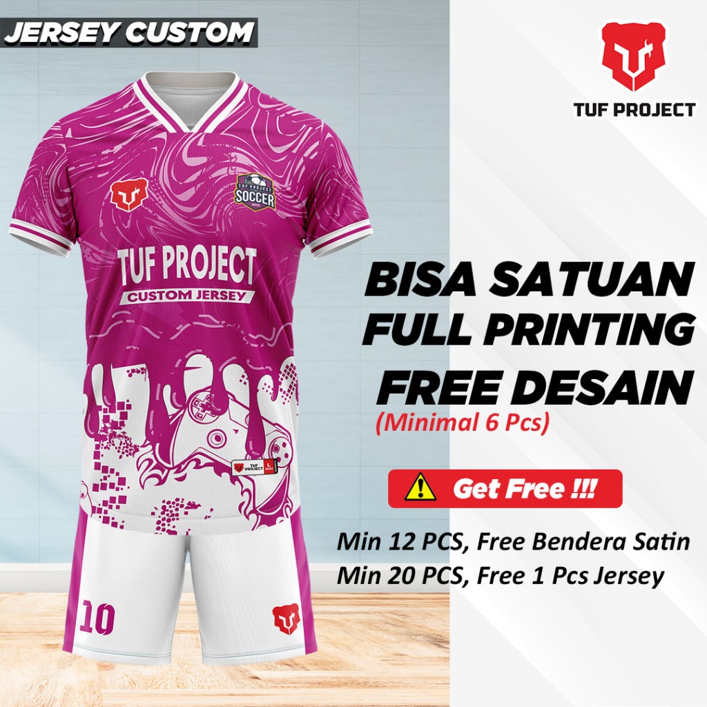 Custom Jersey Printing Futsal Sepak Bola Voli Badminton Free Nama Logo Sponsor Volley Volly Football