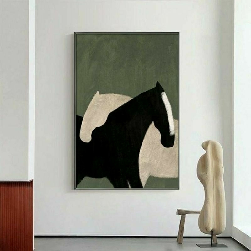 lukisan tekstur timbul horse hitam putih aesthetic art