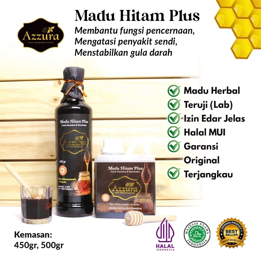 

Madu Azzura - Madu Hitam Plus Pahit Penambah Stamina Propolis Original 100%