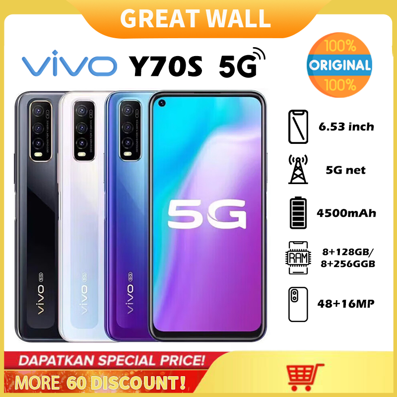VIVO Y70s 5G Ram 12+512GB Smartphone 5G terbaik 4K Display