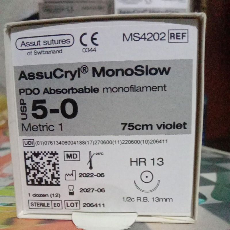 Benang Jahit Assucryl MonoSlow 5 0 Taper HR 13 PDO Absorbable