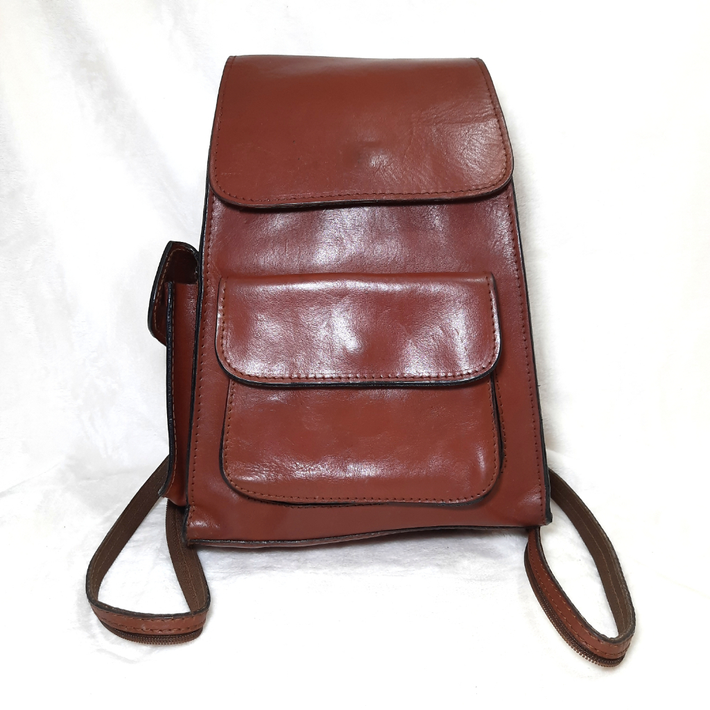 [PRELOVED] Tas Vintage Kulit Asli Kulas Ransel Slempang Crossbody bag Unik Jadul