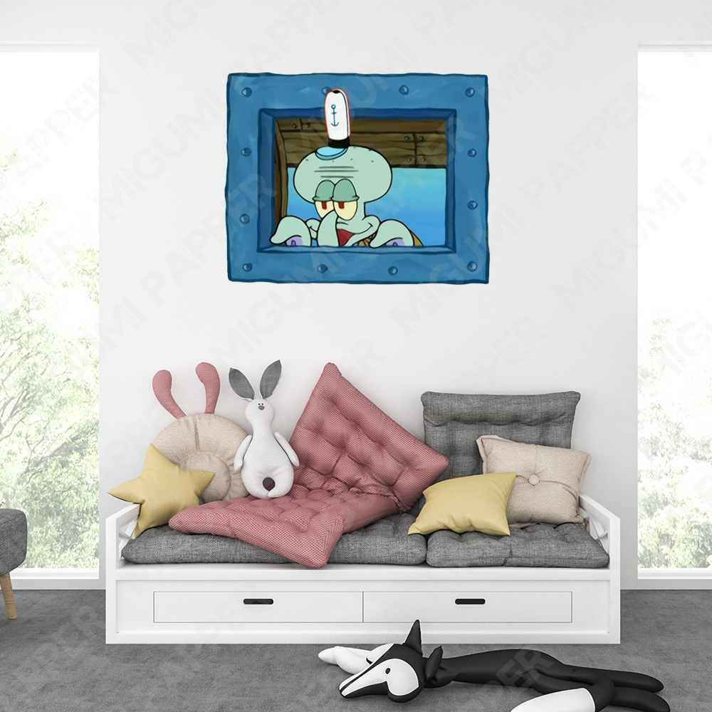 Poster Sticker Dinding Gambar Jendela Spongebob Squidward Poster Spongebob