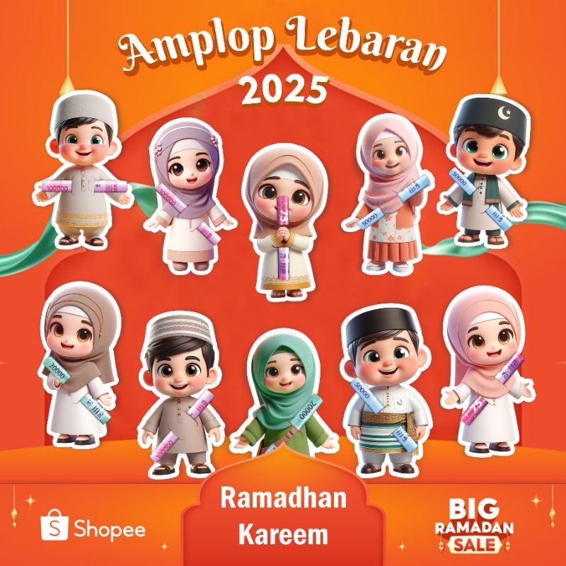 

1 Pack Amplop Karakter 2025 Amplop Lebaran Angpau Lucu Isi 10 Pcs