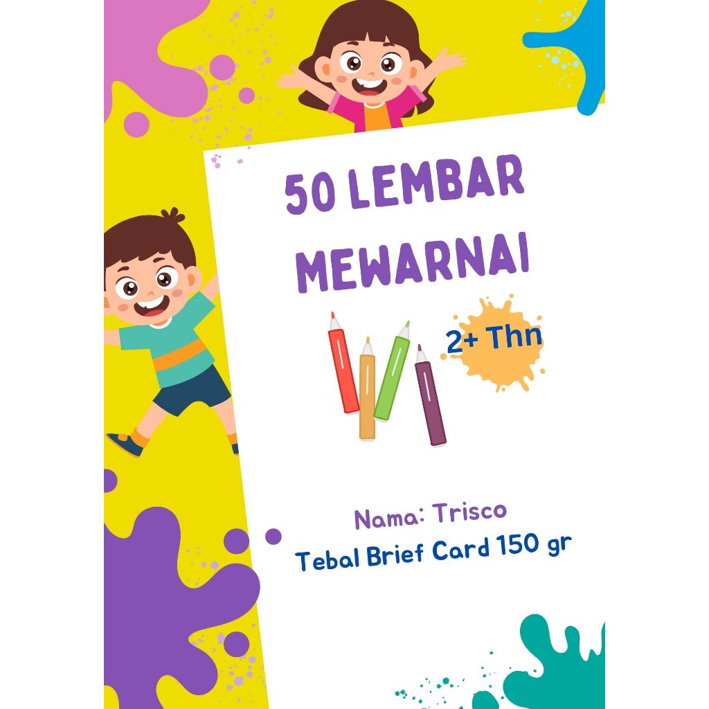 

Trisco 50 Lembar Mewarnai Anak Paud Buku Mewarnai Kertas tebal BC 150 gr