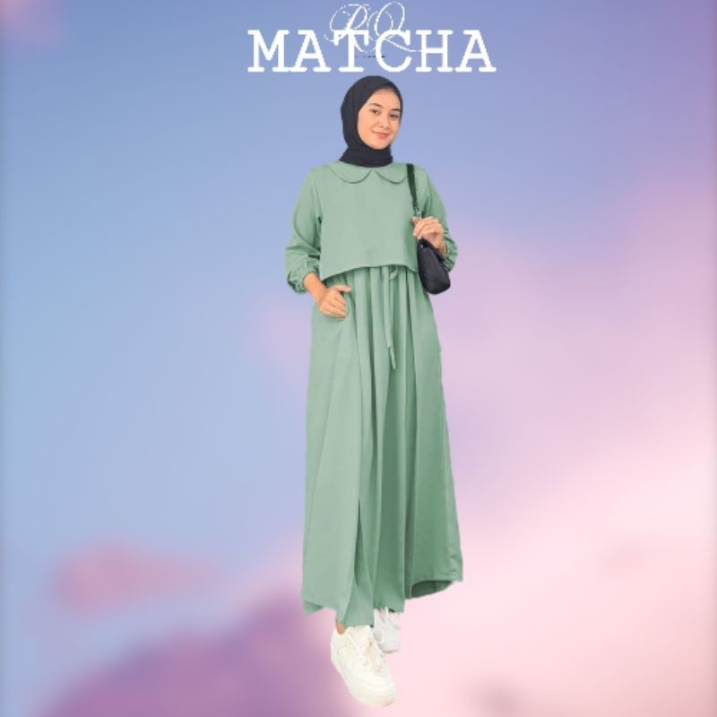 Gamis Emak Maxy Remaja Lebaran Warna Hijau Muda Mint Matcha Polos Simpel Kasual Kekinian Premium Ade