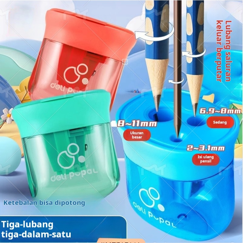 

Rautan pensil anak-anak tiga lubang rautan pensil rautan pensil siswa sekolah dasar taman kanak-kanak portabel multifungsi