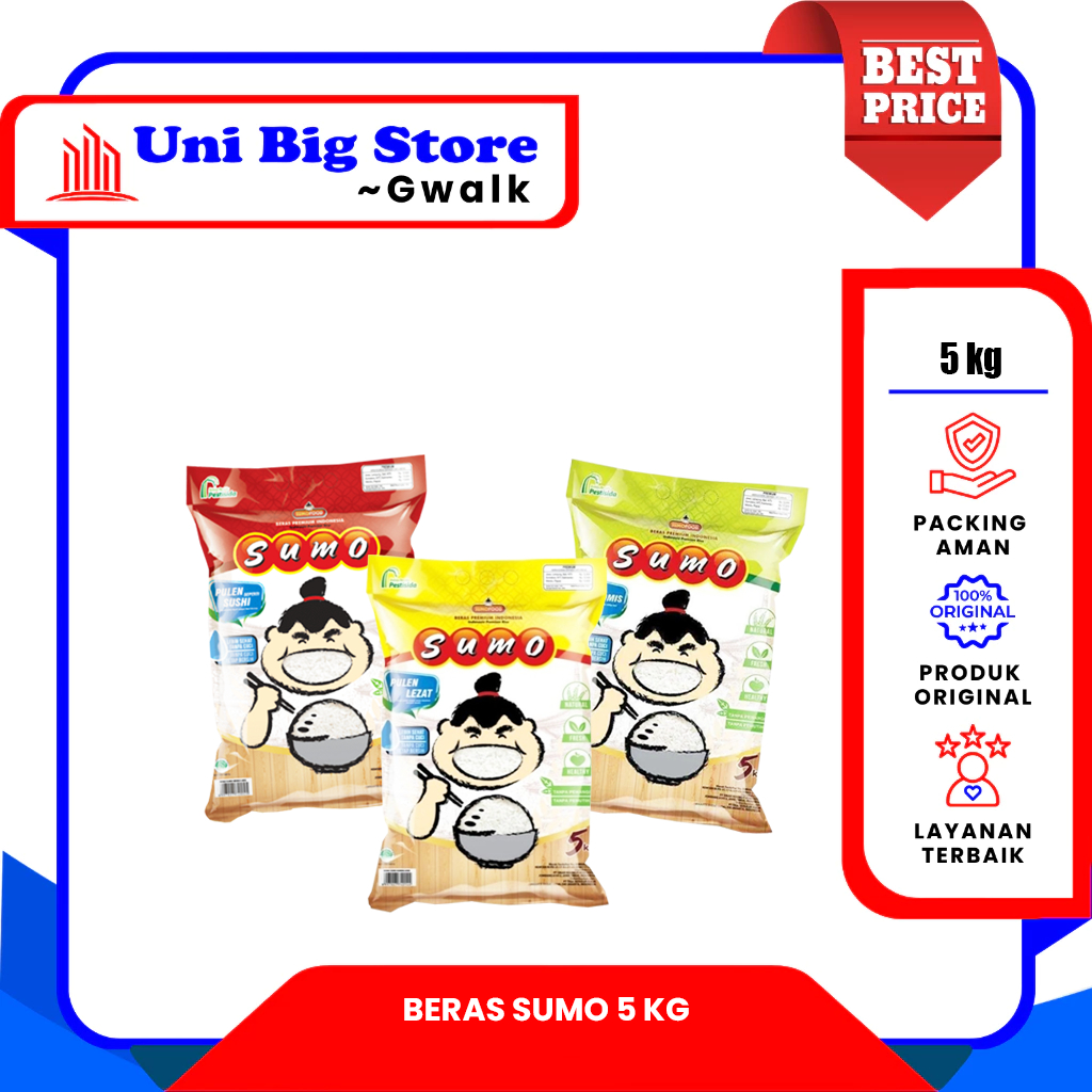 

BERAS PREMIUM SUMO MERAH - KUNING - HIJAU - 5 kg