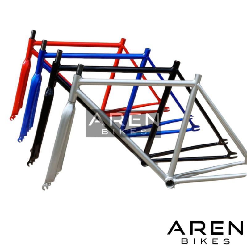 FRAME SEPEDA FIXIE 700 700C HITAM MERAH BIRU ABU ABU BESI STEEL BENGKOK DALANGAN FORK STANDAR & OVER