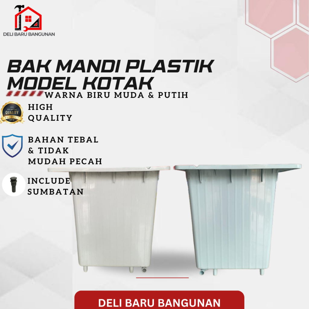 BAK MANDI PLASTIK KOTAK / SEGI 4 DENGAN KOTAK SABUN KAPASITAS EST 120 L