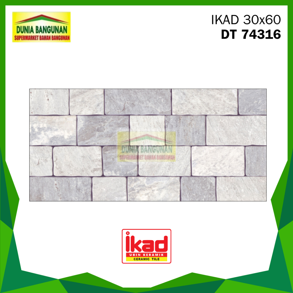 Keramik 30x60 Motif Bata Abu IKAD 30X60 DT 74316 Keramik Dinding / Keramik Dinding Teras / Keramik D