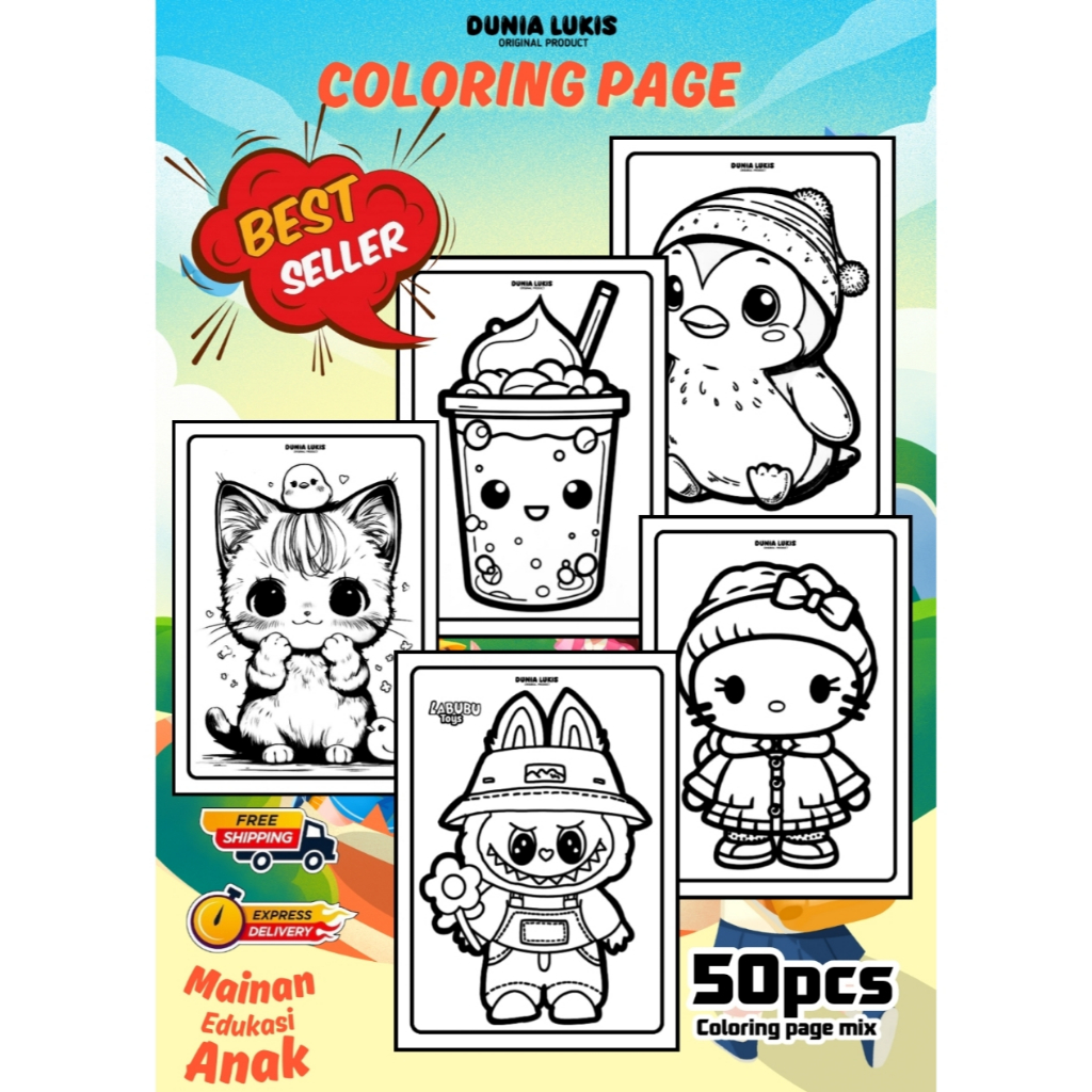 

gambar kertas mewarnai + pensil warna/Lembar mewarnai