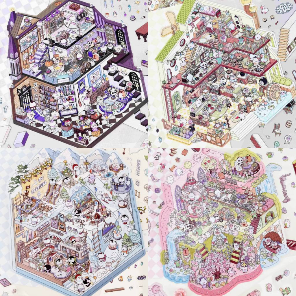 

Sticker 3D BESAR BIG SIZE 30CM!! NEW design ! Decorative Sticker Korea Viral Kim magic academy garden gym pink resto Creative Mainan Anak Unik