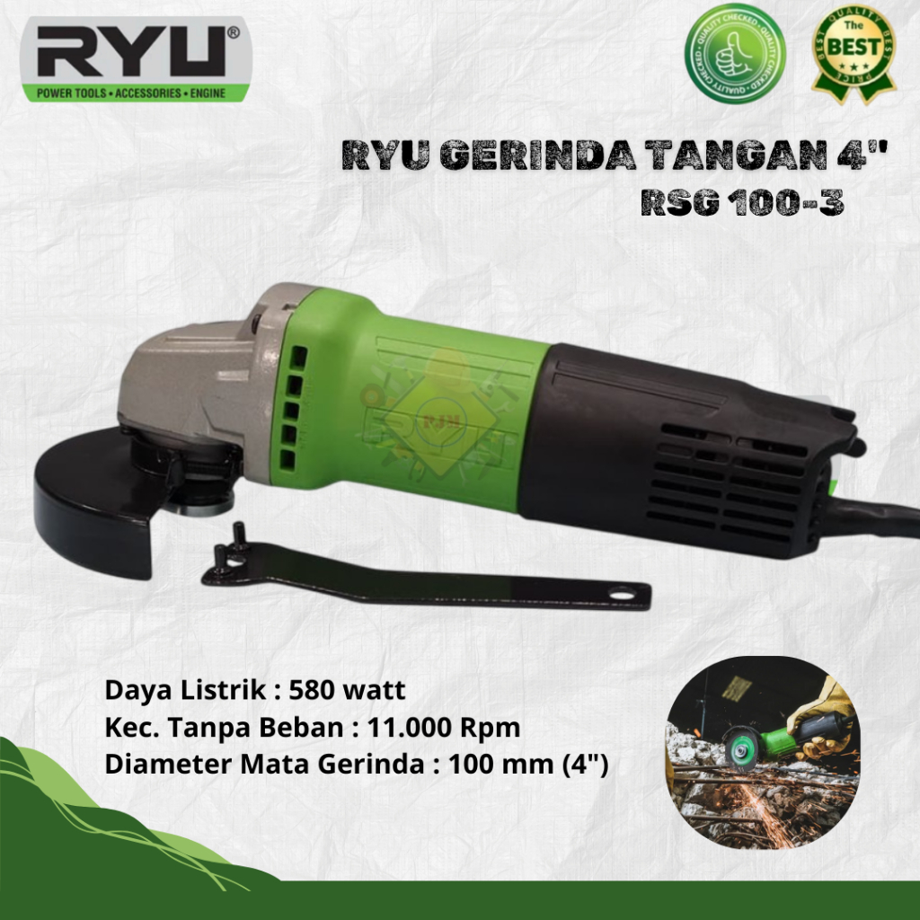 Ryu Gerinda Tangan 4 Inch Free 2 Pc Batu Potong Dan 1 Batu Poles / Gurinda Tangan RSG 100-3
