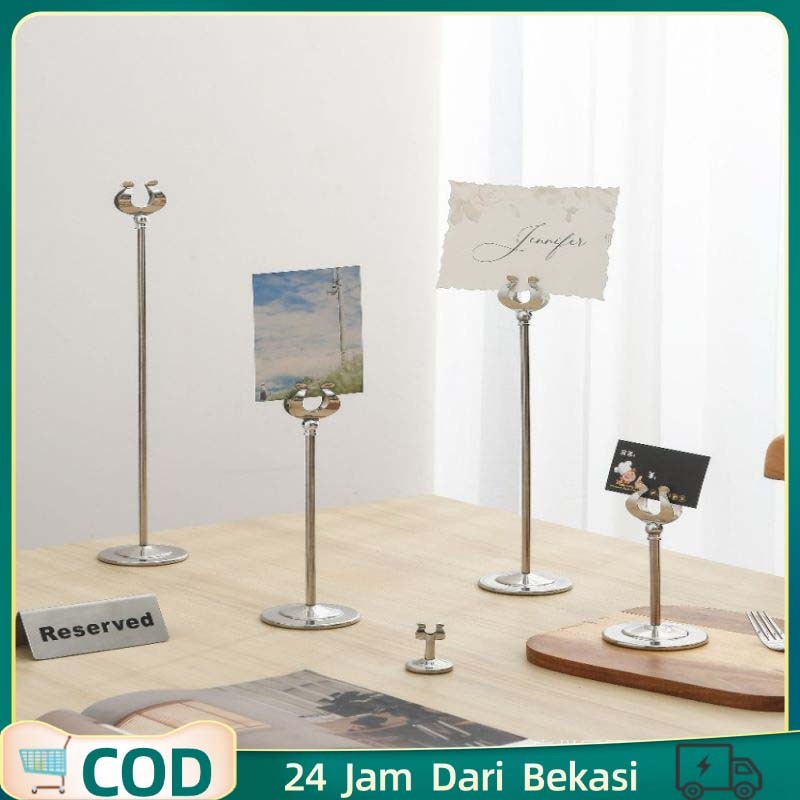 Stand Card Holder / Table Menu Holder Stainless Steel / Table Number Menu / Stand Menu Meja Makanan 