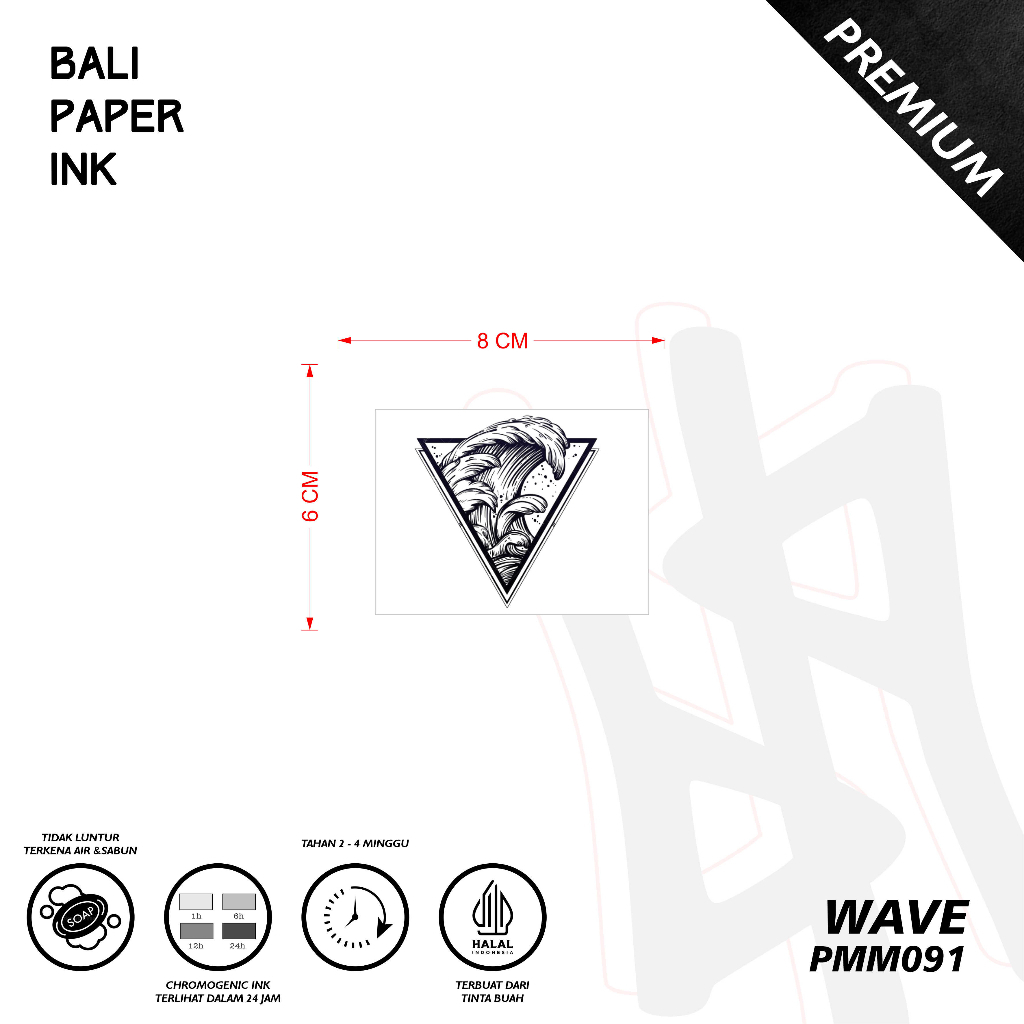 Bali Paper Ink PMM091 Wave Fruit Ink Tattoo Temporary Premium Tato Temporer Oldschool - Tato Lengan