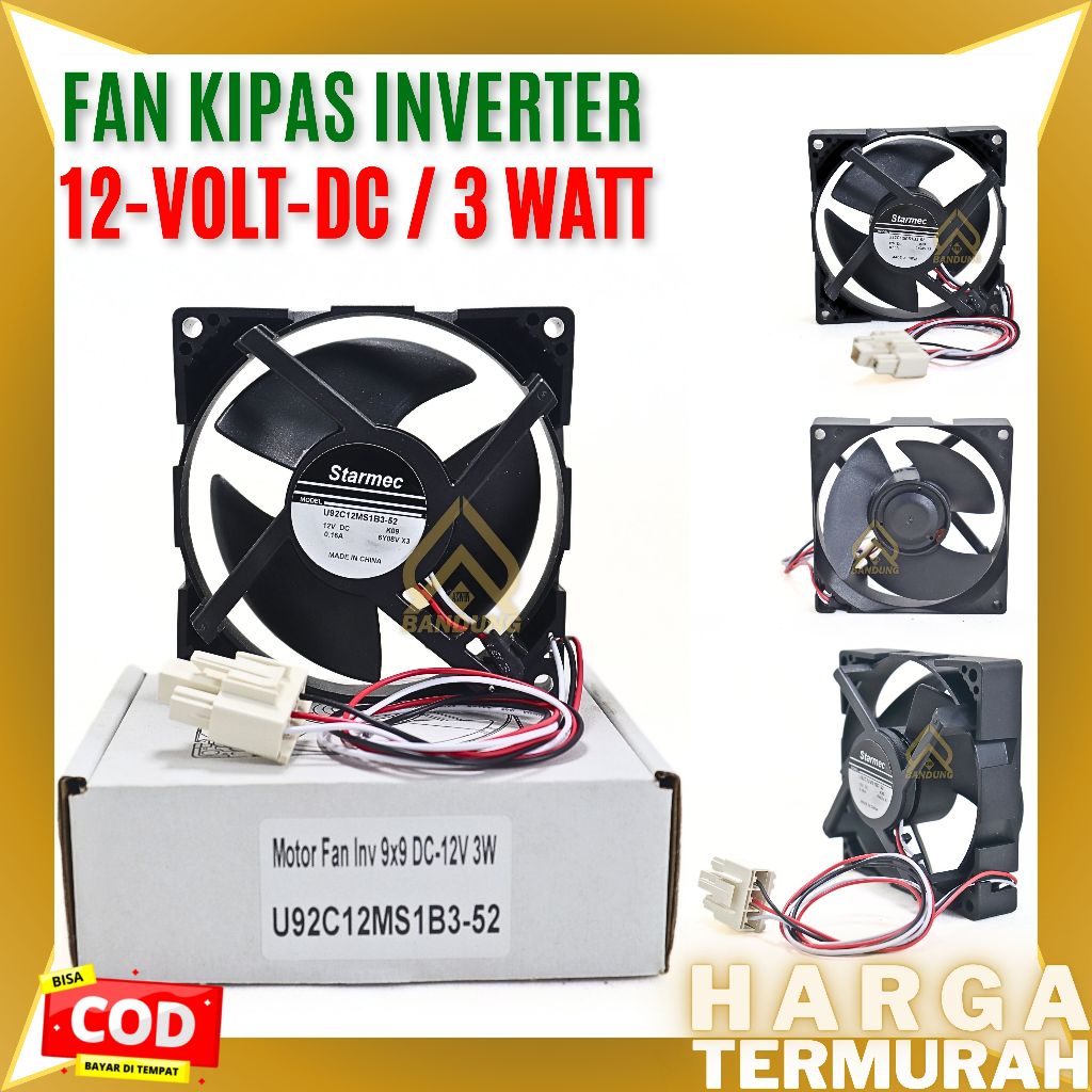 FAN KOTAK SANYO INVENTER DC 12V 9X9 NIDEC | MOTOR FAN KULKAS DC 12V | DINAMO FAN KULKAS  12 VOLT
