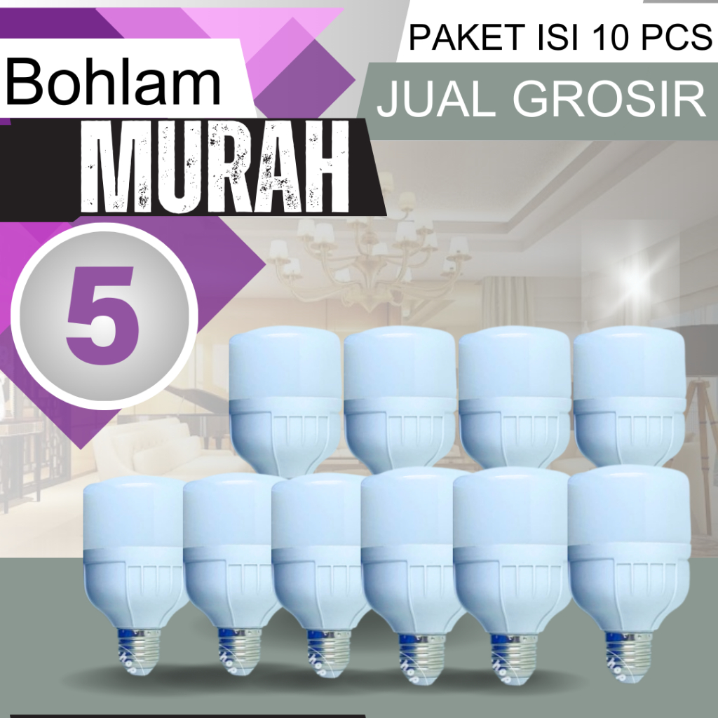 PAKET 10 PCS LAMPU LED BULB KAPSUL TABUNG 5 WATT CAHAYA PUTIH JUAL GROSIR LAMPU MURAH