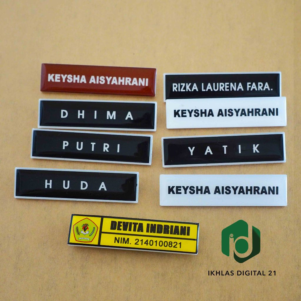 

Name Tag / Nama Dada / Papan Nama / akrilik kuningan / Custom bijian