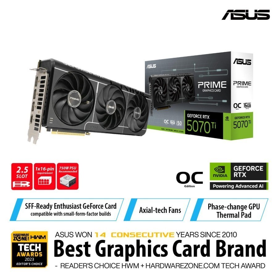 ASUS PRIME GEFORCE RTX 5070 Ti OC 16GB GDDR7 NVIDIA / 5070Ti