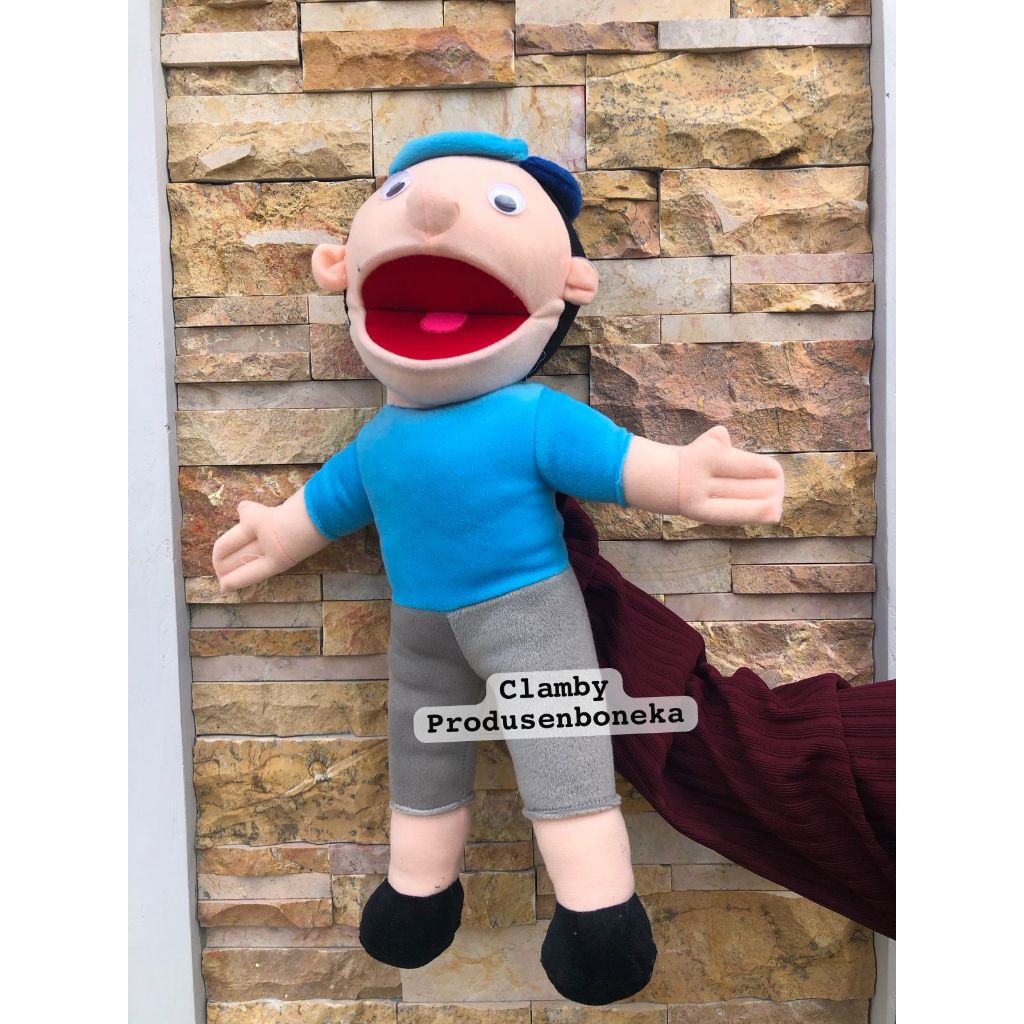Boneka Tangan Muppet Laki-Laki Baju Biru | Mainan Edukasi