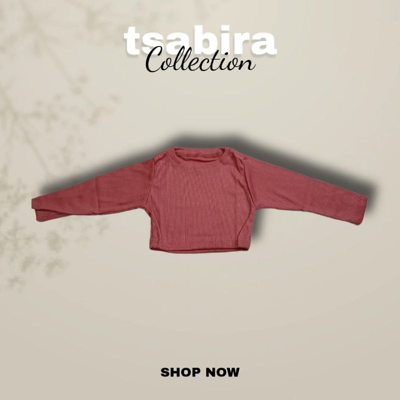 crop top rib lengan panjang anak