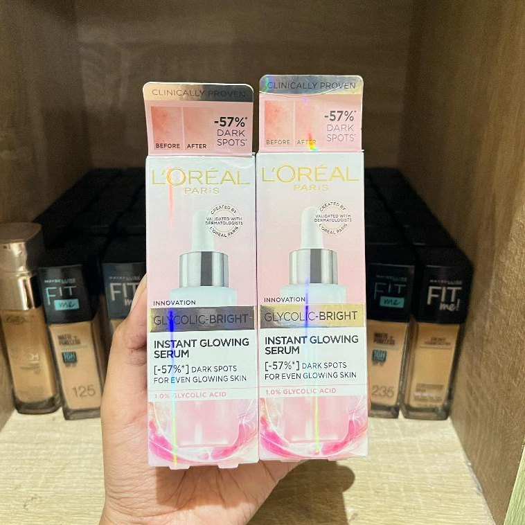 Lor Paris Glycolic Bright Instant Glowing Face Serum Loreal - 15/30ml Glyco Acid AHA Exfoliating