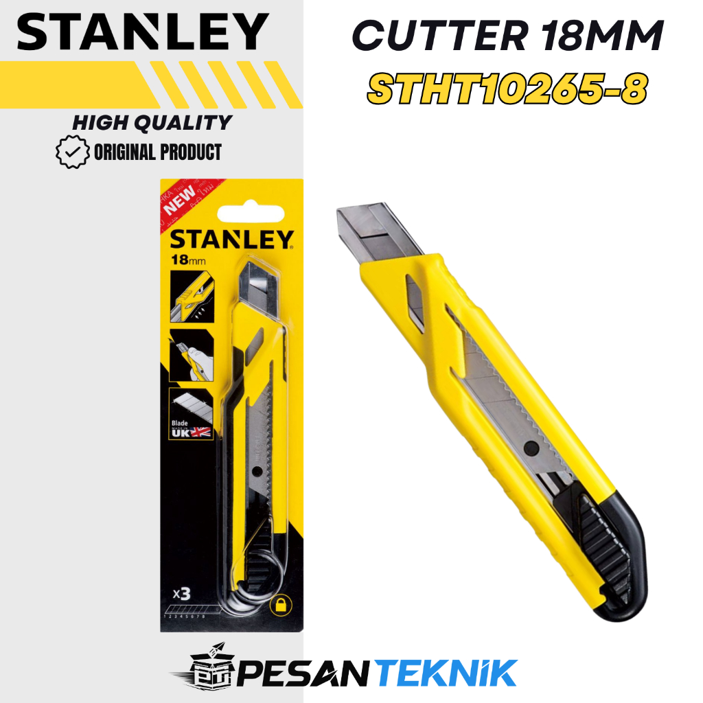 

Pisau cutter 18mm ABS Auto Lock Snap Off Knife STANLEY STHT10265-8