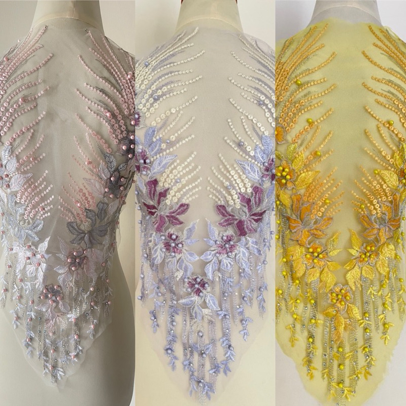 Renda tempel/ Renda sepasang / Patch renda/ Bordir Mewah