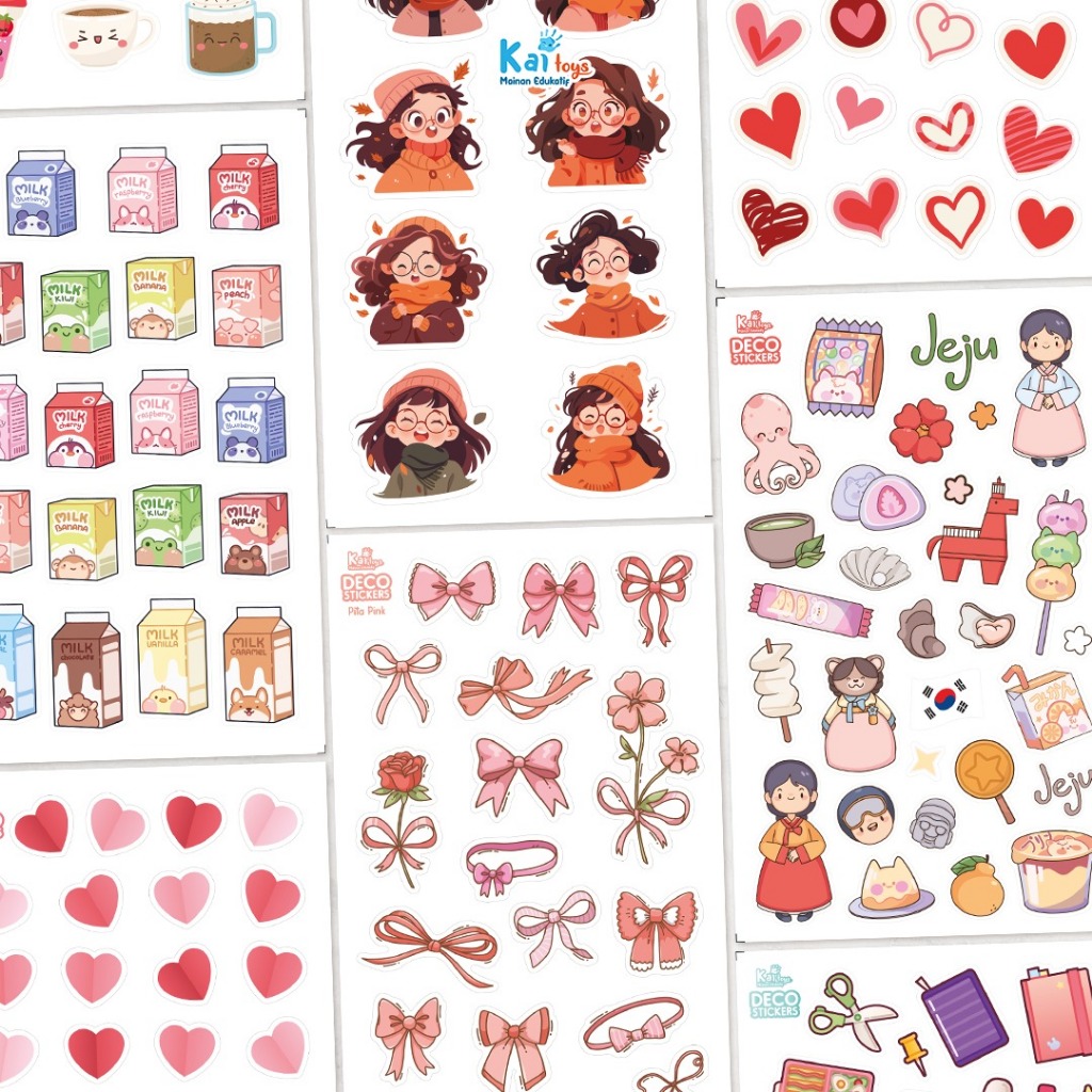 

Sticker Deco Korea Lucu Kawaii / Stiker Deco Pita Love Milk Jeju Coquette Aesthetic Alat Tulis Stationery/ Sticker Ribbon Planner Diary Jurnal Journaling Dekorasi DIY Scrapbook