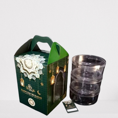 

5 pcs box jinjing edisi lebaran kemasan kue kering nastar dus hampers eid mubarak ukuran 15x15x21cm