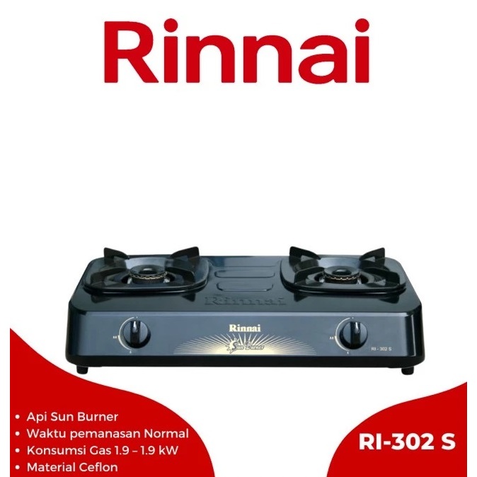 Kompor gas rinnai 2 tungku 302s / Rinnai RI-302S kompor gas 2 tungku RI-302 S