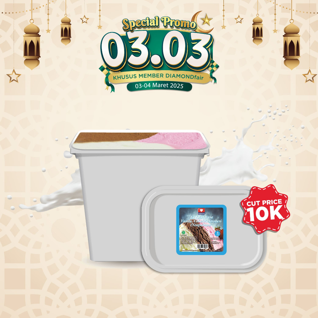 

PROMO ICECREAM 8 LT NEAPOLITAN DAPAT POTONGAN HARGA 10K