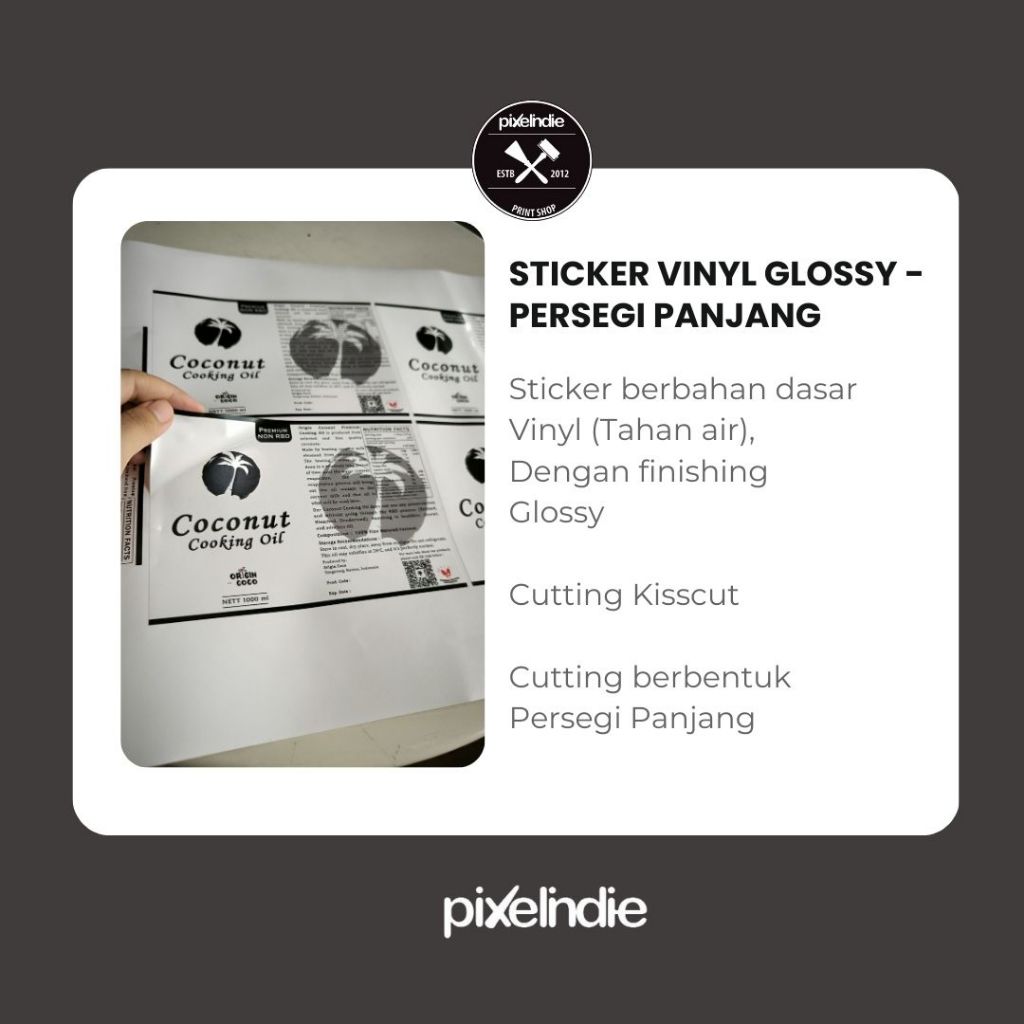 

Sticker Vynil Glossy Label Persegi Panjang Tahan Air