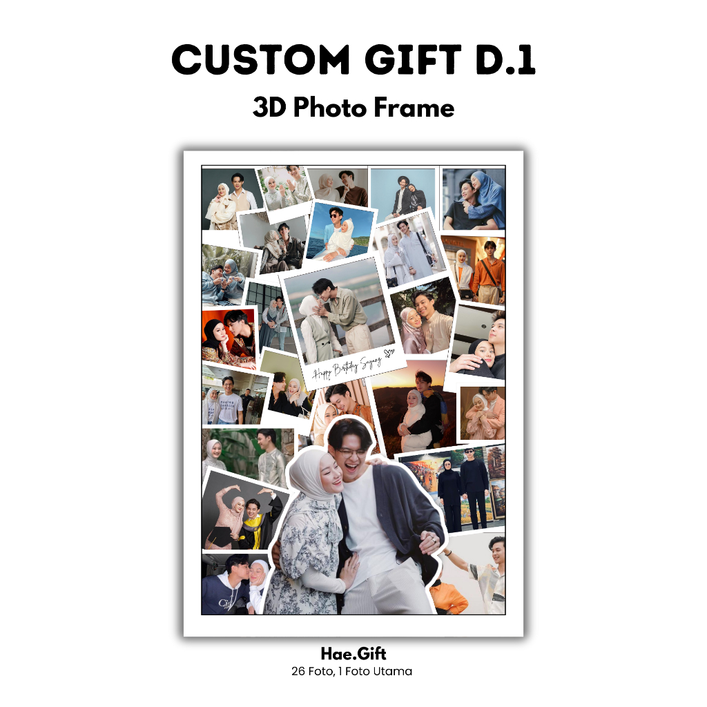 Hae.Gift Custom Gift D.1 3D Frame | Kado Ulang Tahun | Kado Wedding | Kado Wisuda | Kado Pernikahan