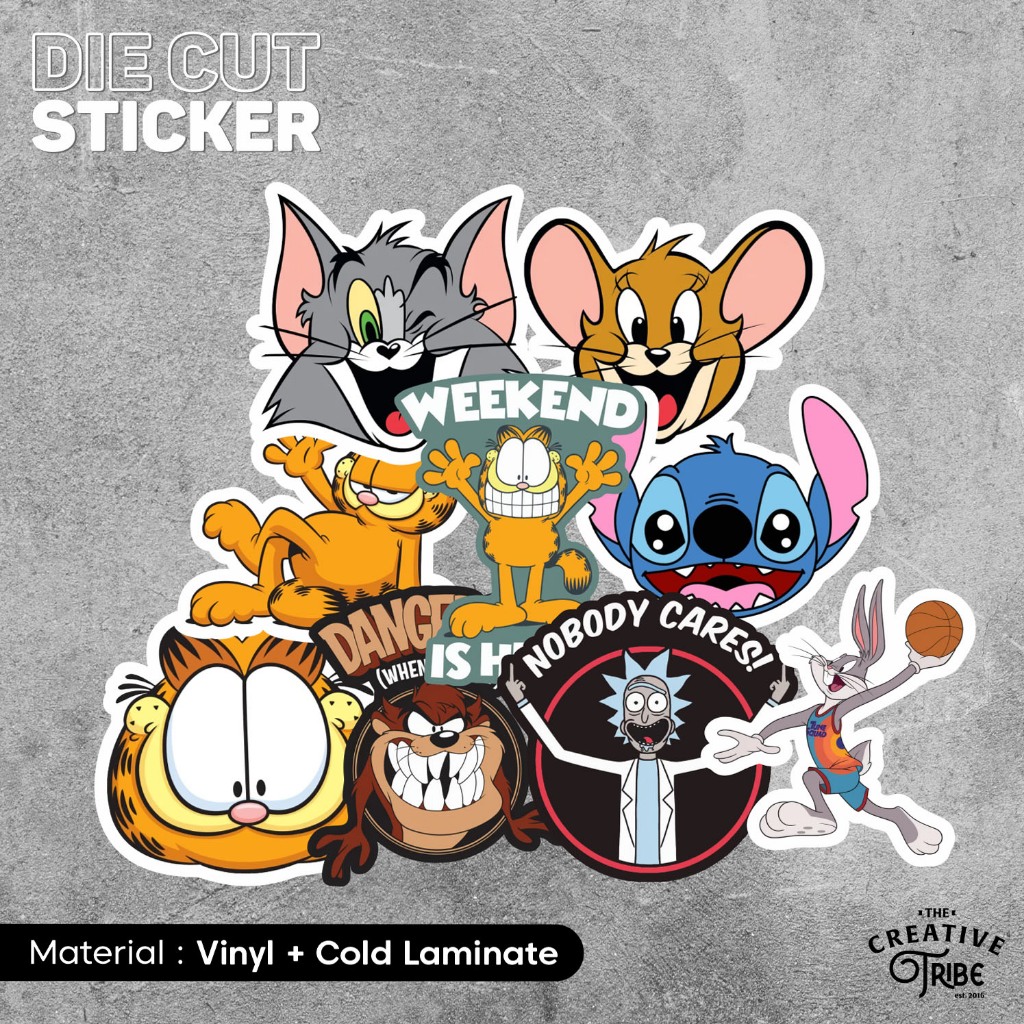 

Cartoon - Sticker Vinyl Die Cut - Stiker Laptop Motor Mobil Botol Slap Kartun Tom Jerry Stitch Garfield