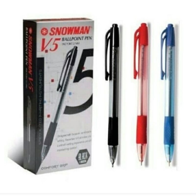 

Snowman V5 Ballpoint Pen Fine Point 0.7 mm Biru Hitam Merah - Doz isi 12 pcs.