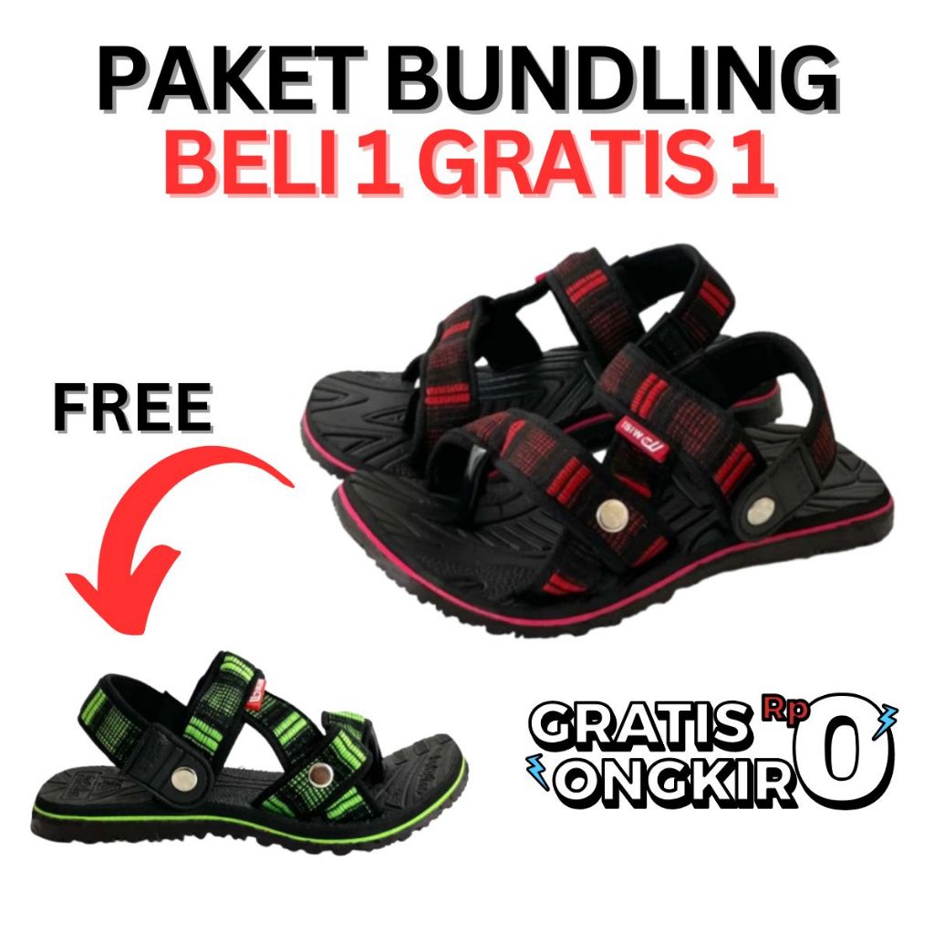 Terlaris Promo Beli 1 Gratis 1 Sandal Gunung Anak Pria Wanita Upper Polyster Webbing+Universal