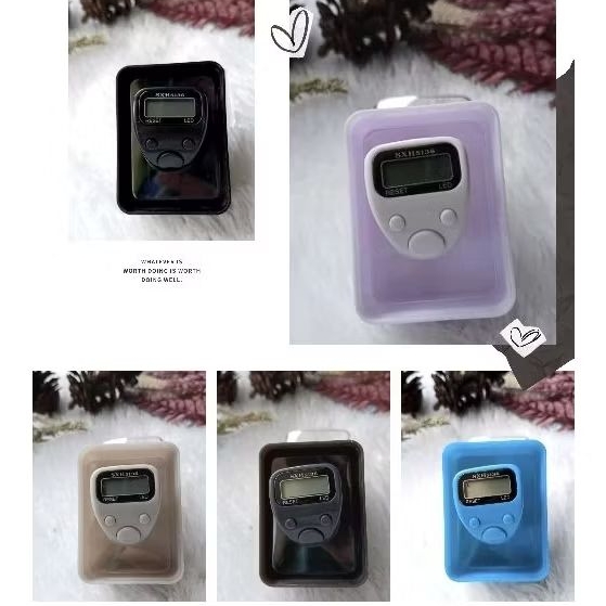 1 Pcs Tasbih Digital Mini Cincin + Kotak Kaca LED Finger Counter Tasbih Cincin Macam-Macam Warna SHX