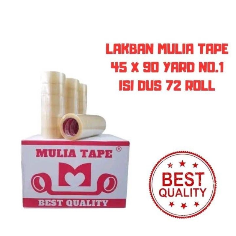 

Lakban Mulia Tape 45mm X 90 Yard Bening / Coklat