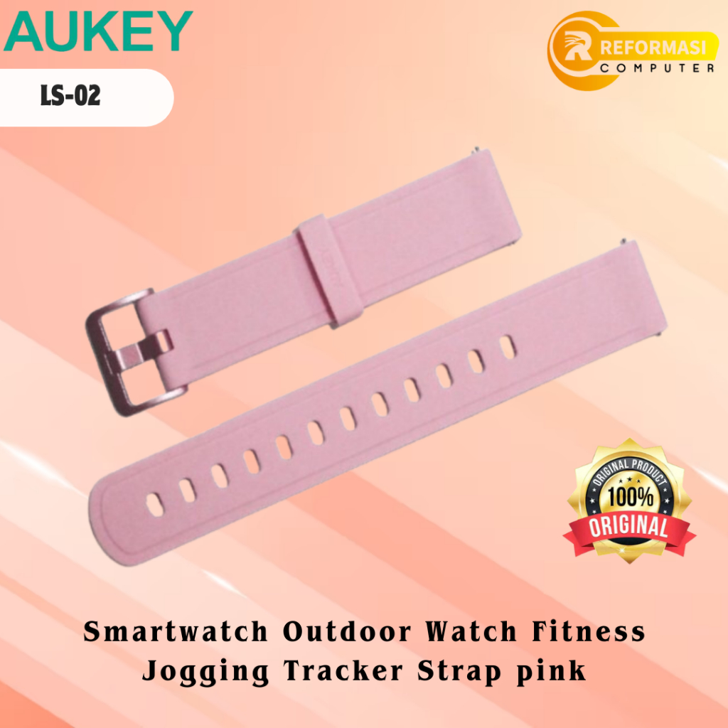 Aukey Smartwatch LS-02 / LS02 Outdoor Watch Fitness Jogging Tracker - Strap pink
