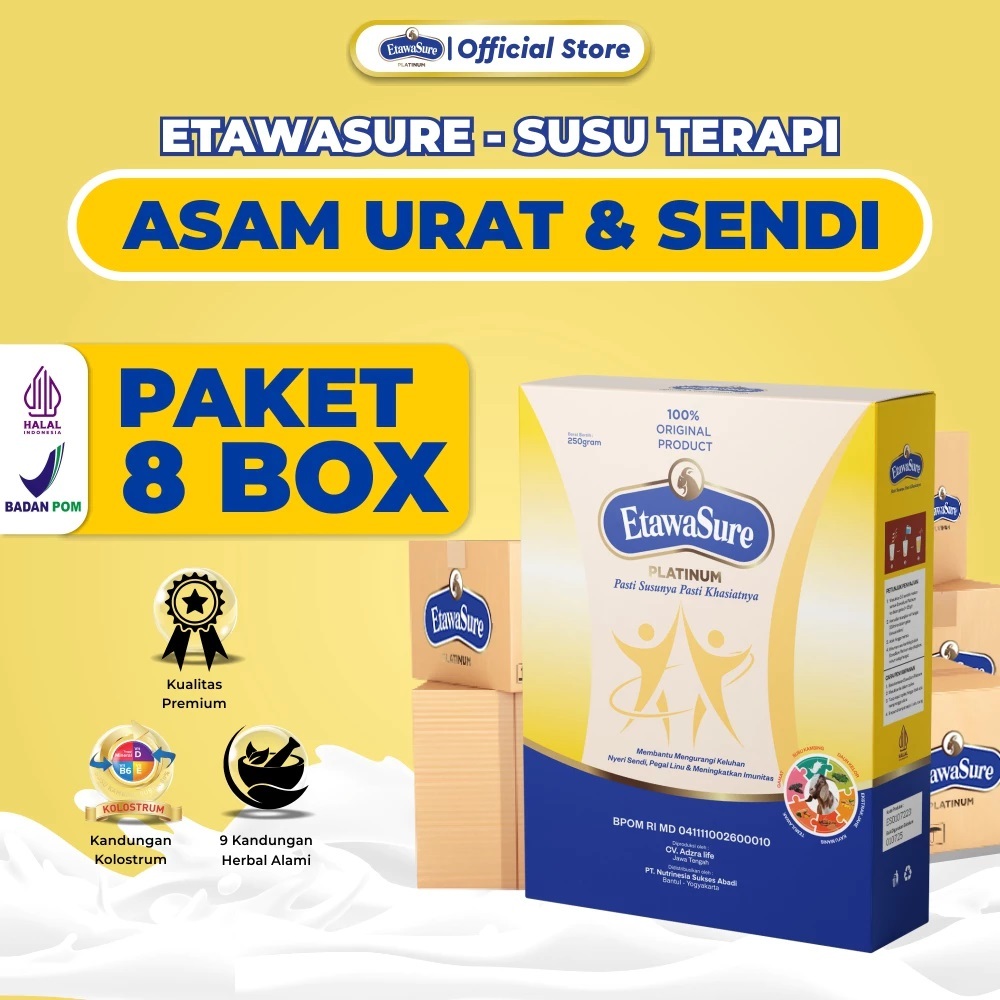 

Etawasure Susu Kambing Untuk Rematik Dan Asam Urat Kemasan 8 Box