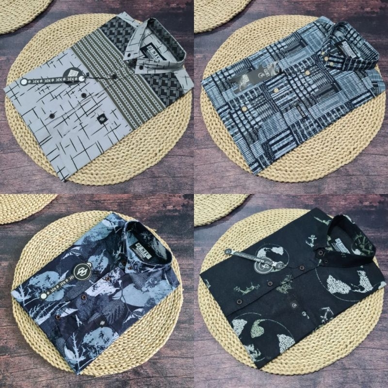 NJC Kemeja Motif Lengan Pendek Bahan Katun dan Rami