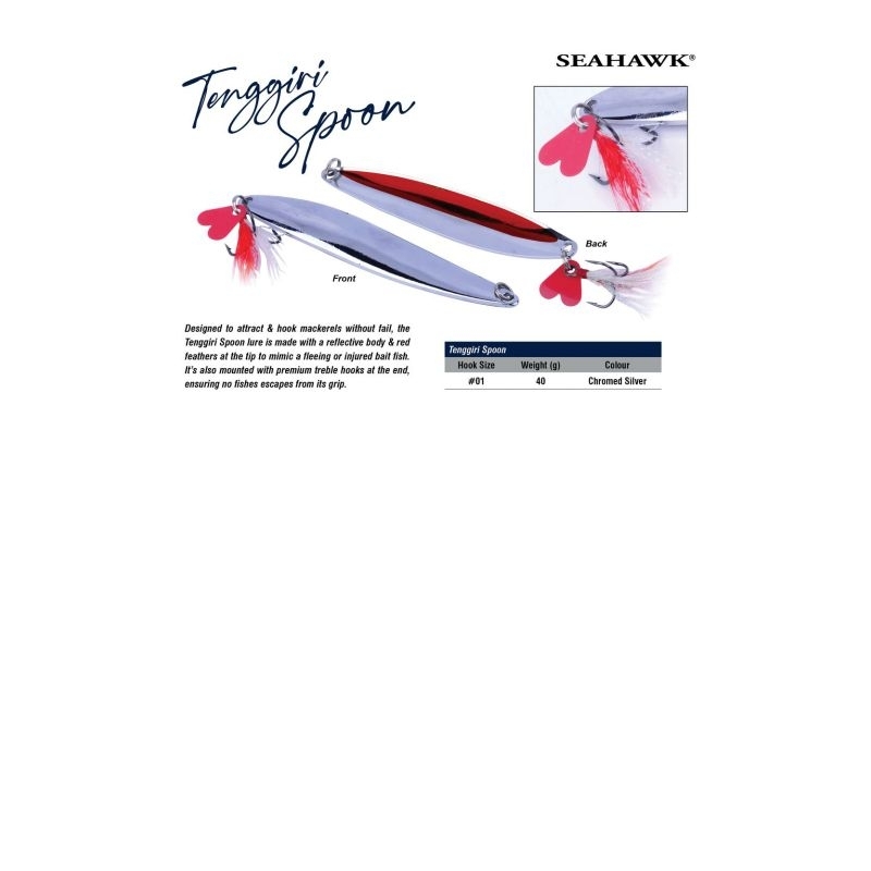 UMPAN LURE TENGGIRI SPOON SEAHAWK 40g (CHROMED SILVER)