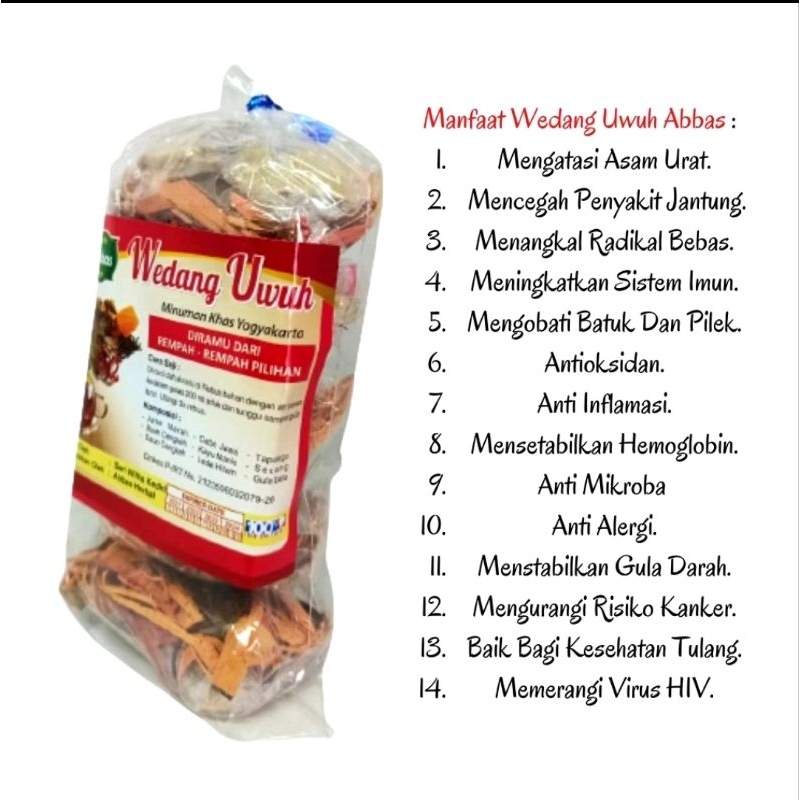 

WEDANG UWUH ABBAS ( 5 sachet + Gula batu asli ) | Minuman rempah Tradisional TEH HERBAL ALAMI| KHAS Jogjakarta.