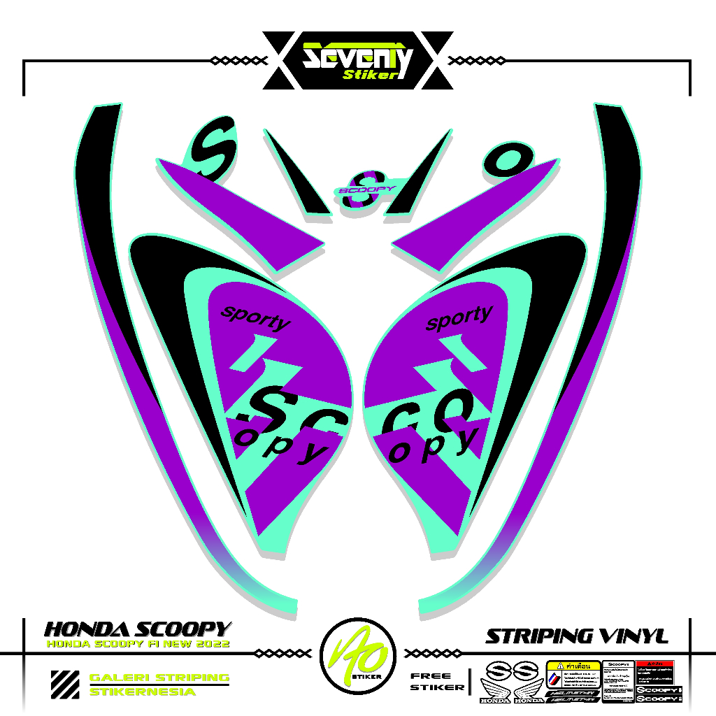 STRIPING HONDA SCOOPY FI TAHUN 2021-2022 MOTIF 4 STIKER SCOOPY Fi SPORTY PRESTIGE STYLISH LIS ORI