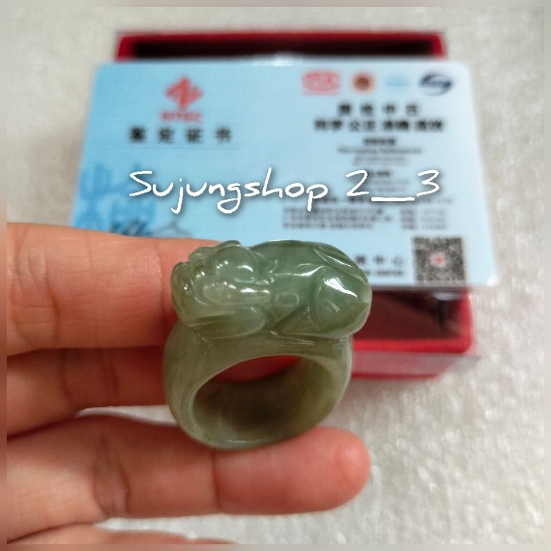 CINCIN GIOK ASLI BURMA FEICUI JADEITE JADE BURMA GR A - BATU GIOK HQ MODEL PIXIU